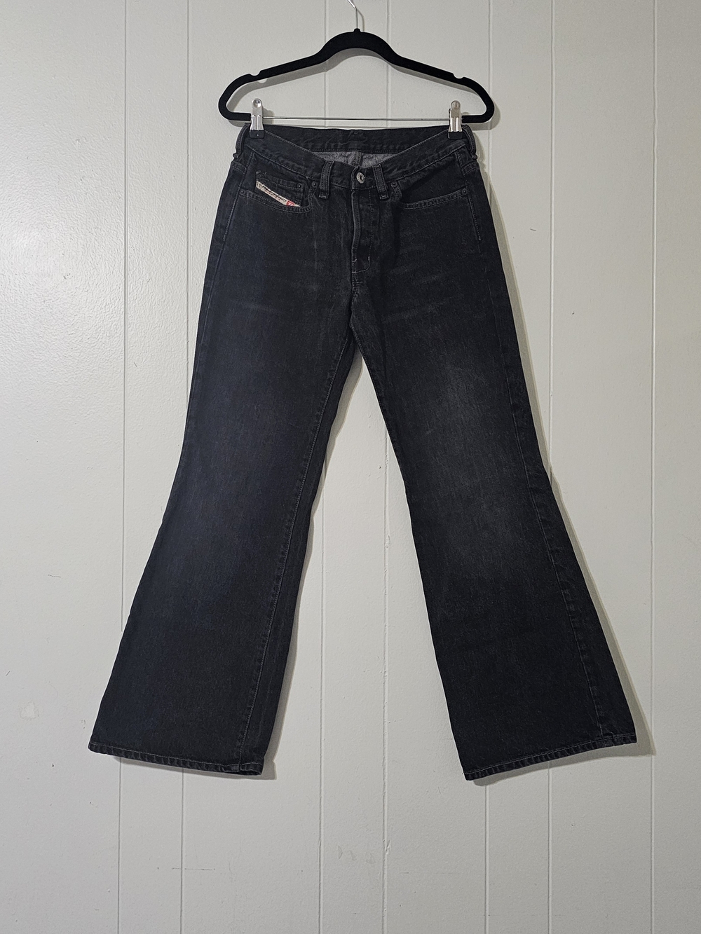 Diesel Daze Wide Leg Flare Jeans Size 29 Black Y2K Made in Italy
